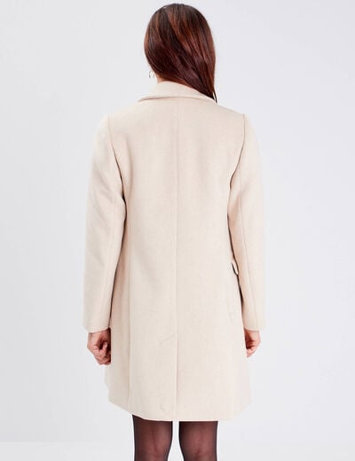 Manteau droit boutonné beige femme