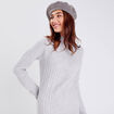 Robe pull droite col montant gris clair femme