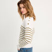 Pull manches longues col en V vert olive femme