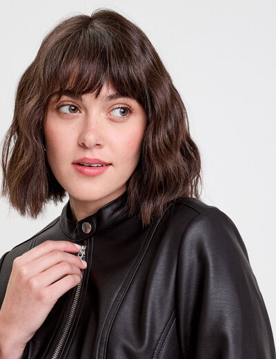 Veste droite zipp&eacute;e noir femme