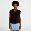 Chemise ample sans manches pliss&eacute;e noir femme