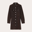 Robe chemise droite en jean marron foncé femme