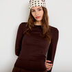 T-shirt ajust&eacute; col rond manches longues marron fonc&eacute; femme