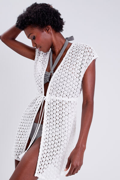 Paréo à nouer sur la taille blanc femme