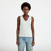 D&eacute;bardeur col v gris argent femme