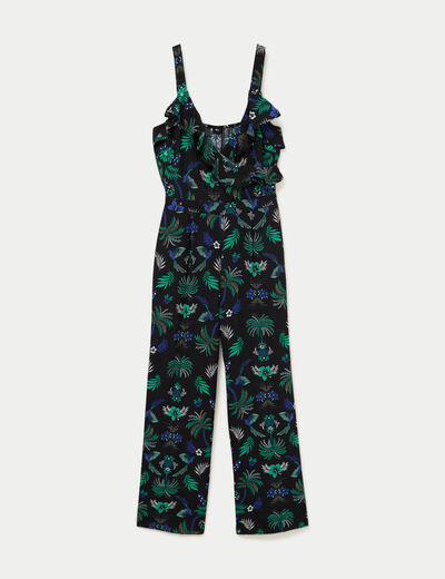 Combinaison pantalon volants noir femme