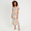 Robe longue évasée col twisté blanc femme