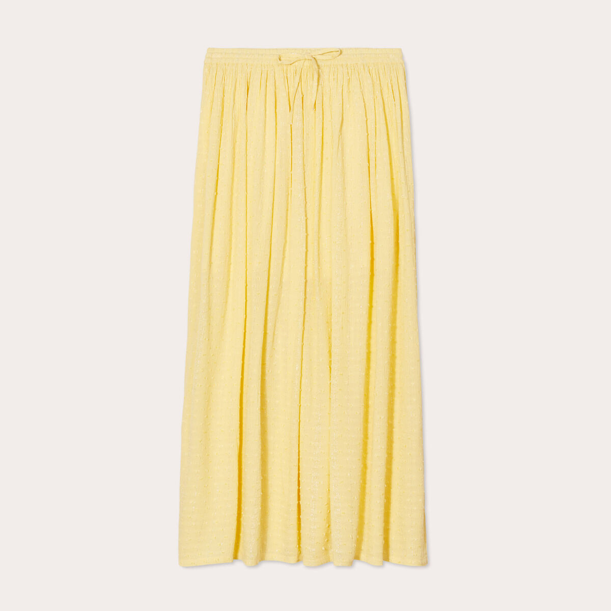 Jupe longue évasée jaune clair femme