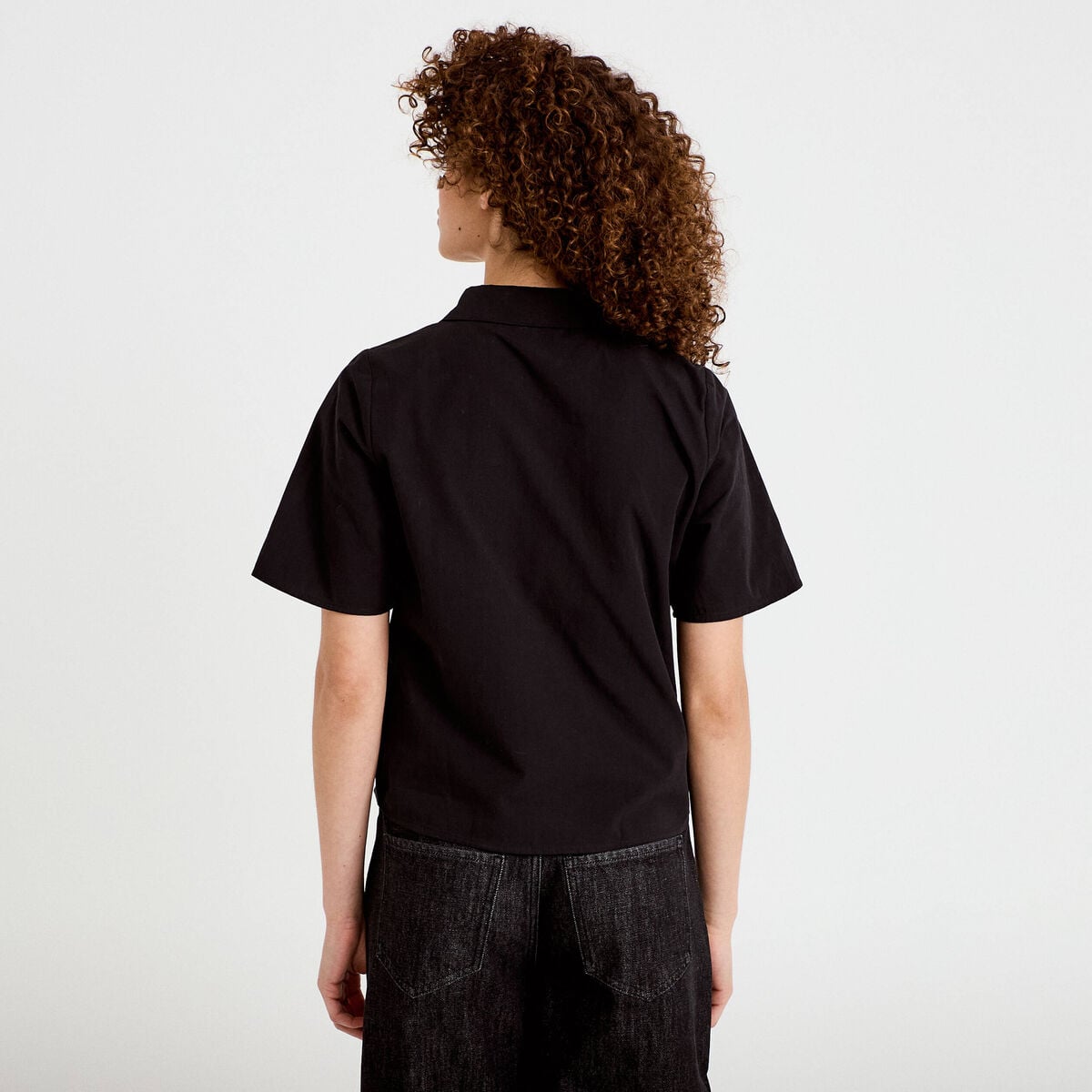Chemise manches courtes noir femme