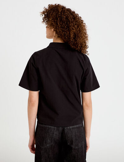 Chemise manches courtes noir femme