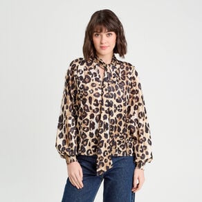 blouse col lavalliere beige femme Blouse col lavallière beige femme