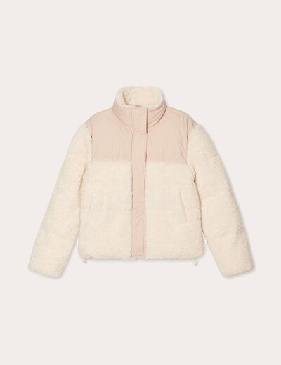 Doudoune effet polaire ecru femme