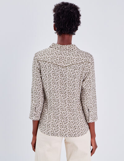 Blouse manches 3/4 vert kaki femme