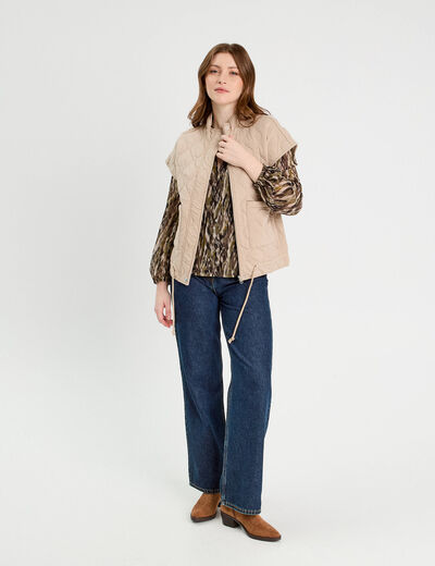 Veste sans manches matelassée taupe femme