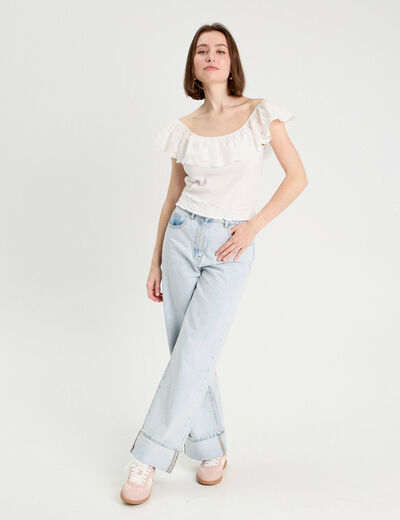 Top sans manches ecru femme