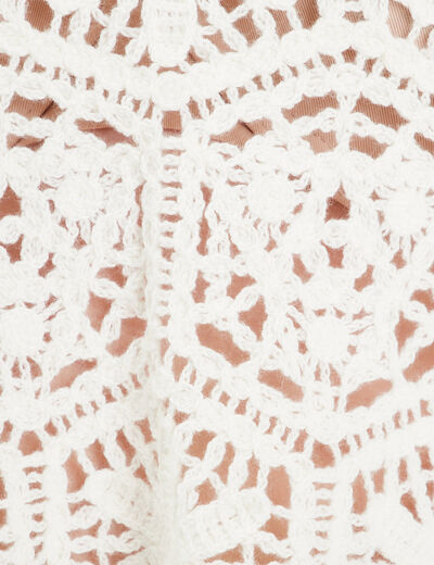 Débardeur macramé franges ecru femme