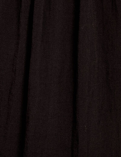 Robe longue évasée smockée noir femme
