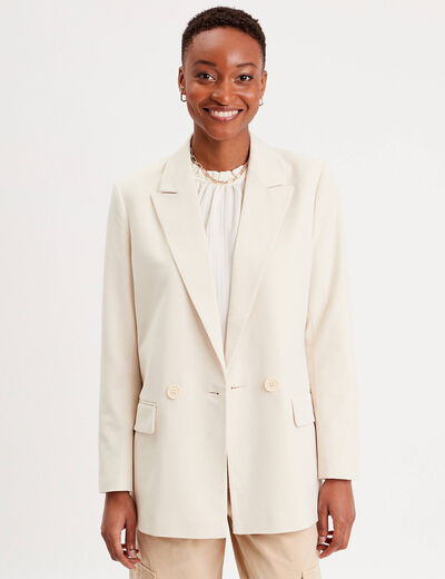 Veste blazer ajustée ecru femme