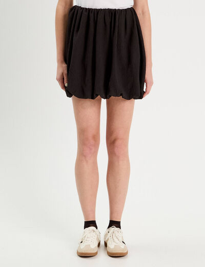 Jupe évasée effet boule noir femme