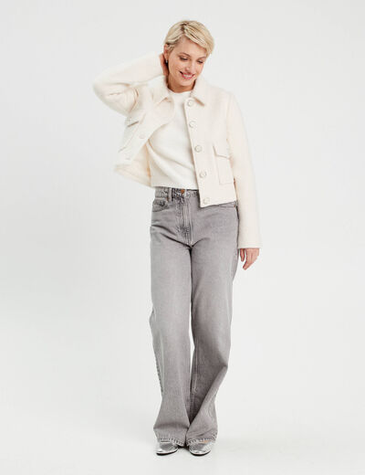 Pull manches 3/4 ecru femme