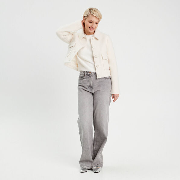 Pull manches 3/4 ecru femme