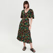 Robe longue évasée ouvertures noir femme