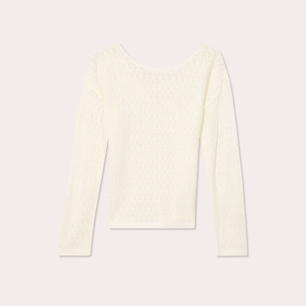 pull manches longues ajoure ecru femme Pull manches longues ajouré ecru femme