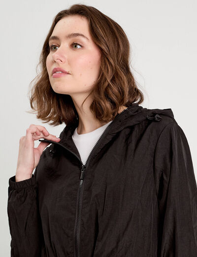 Parka déperlante 2-en-1 avec pochette noir femme