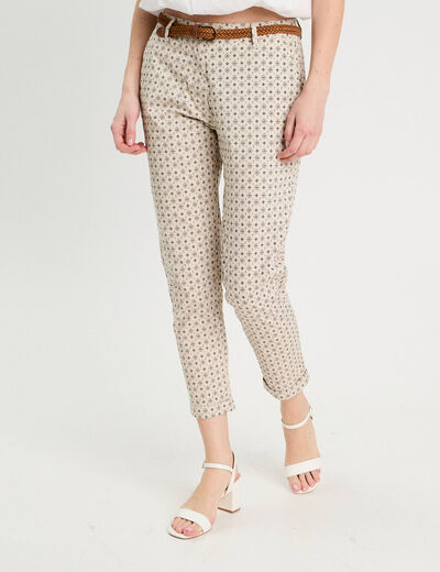 Pantalon chino slim 7/8ème blanc femme
