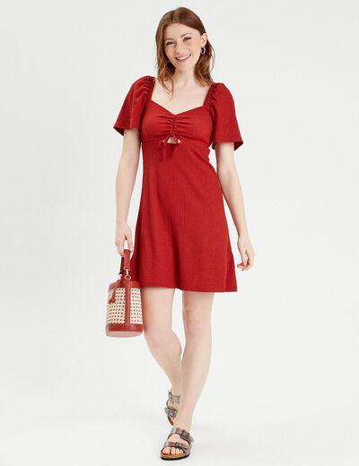 Robe droite avec noeud vieux rose femme