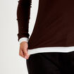 T-shirt 2-en-1 col rond manches longues marron fonc&eacute; femme