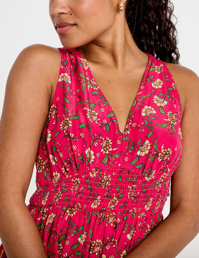 Robe longue &eacute;vas&eacute;e effet satin&eacute;e rose femme