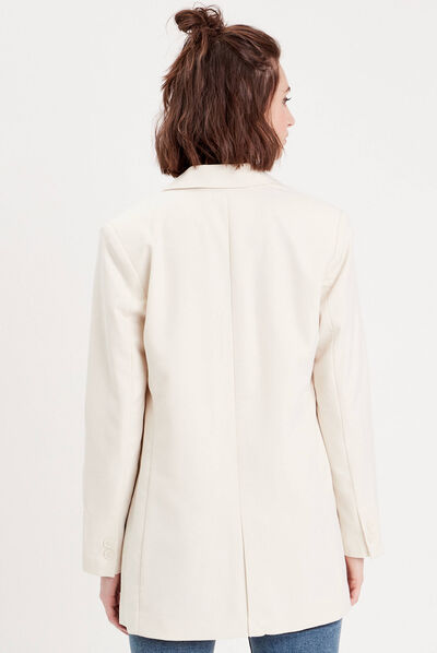 Veste blazer droite ivoire femme