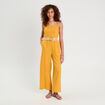 Combinaison pantalon bretelles avec lin jaune citron femme