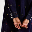 Robe courte &eacute;vas&eacute;e en jean brod&eacute;e bleu marine femme