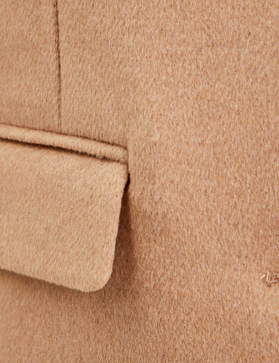 Manteau droit long boutonné camel femme