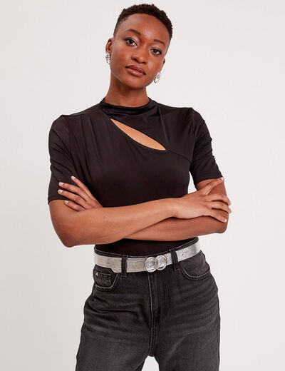 T-shirt avec ouverture noir femme