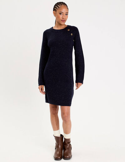 Robe pull d&eacute;tails de boutons bleu marine femme