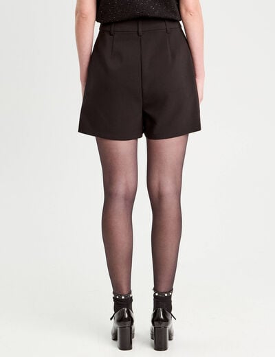 Short large taille haute noir femme