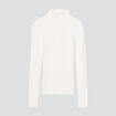Pull col roulé côtelé ecru femme