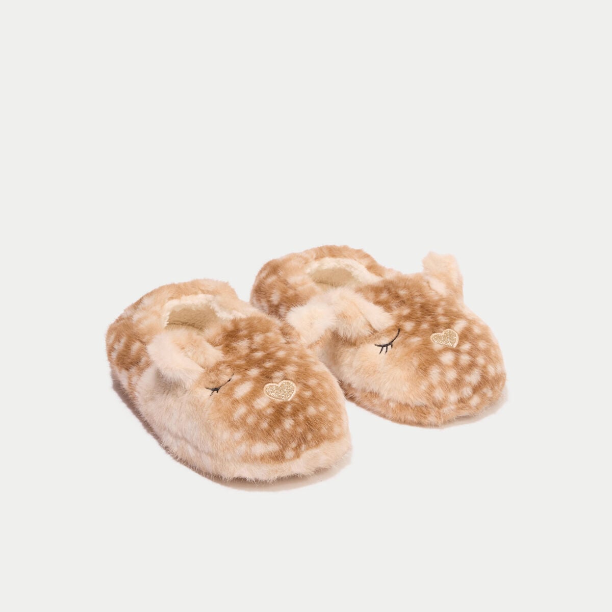 Chaussons en fausse fourrure sable femme