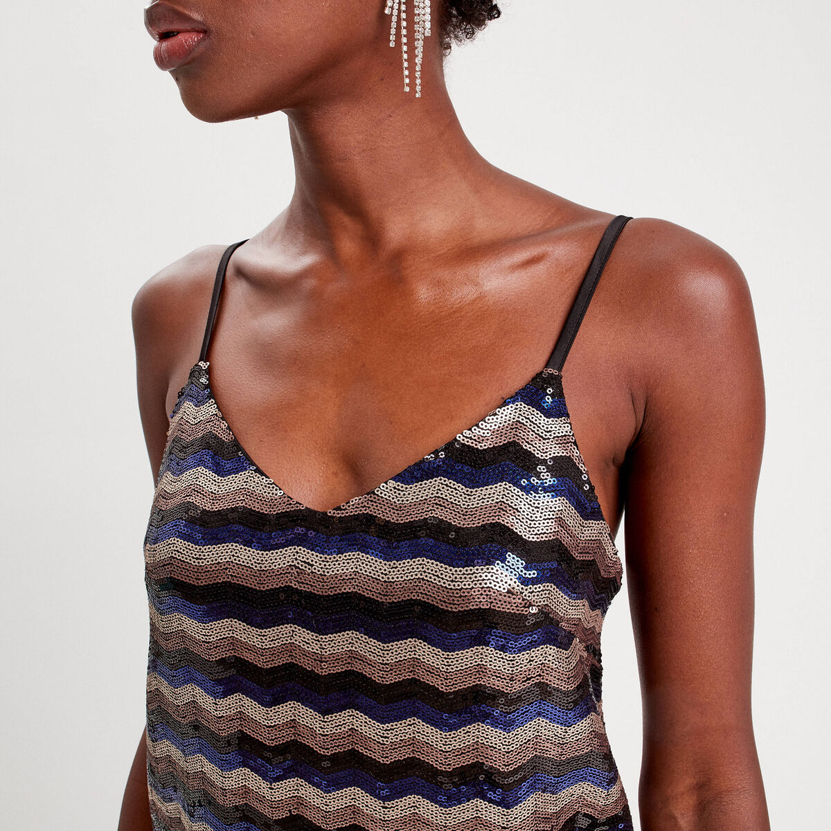 Robe moulante à sequins noir femme