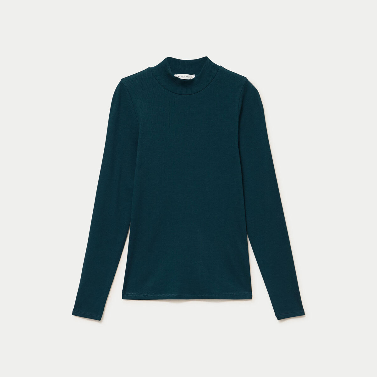 T-shirt ajust&eacute; manches longues vert fonc&eacute; femme