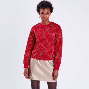 Sweat manches longues rouge femme