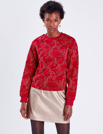 Sweat manches longues rouge femme