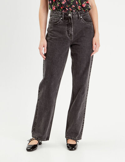 Jeans droit 5 poches denim noir femme