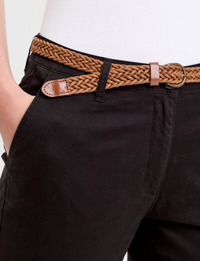 Pantalon chino 7/8ème noir femme
