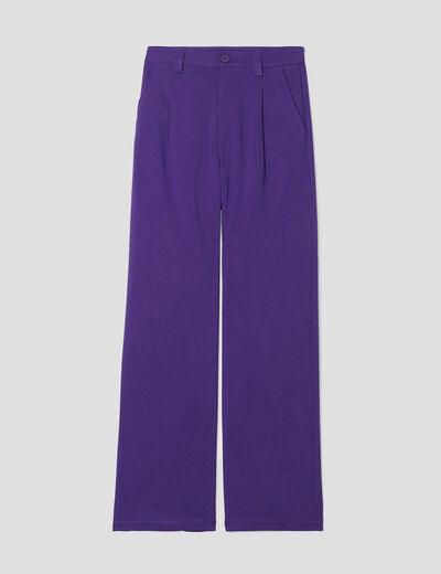 Pantalon droit large violet femme