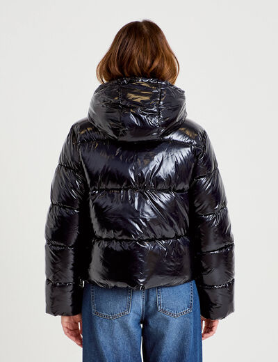 Doudoune bas resserr&eacute; manches longues bleu marine femme