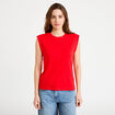 T-shirt col rond sans manches rouge femme